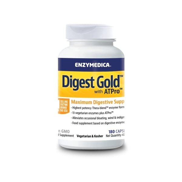 Enzymedica, Digest Gold, Formule Enzymatique À Action Rapide, Réduit Gaz Et Ballonnements, Améliore LAbsorption Des Nutrimen