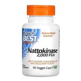 Doctors Best Nattokinase, 2000 FU, supplément enzymatique, 90 capsules végétaliennes, soutient la santé cardiaque et la circ