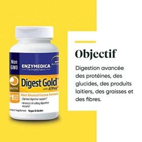 Enzymedica, Digest Gold, Formule Enzymatique À Action Rapide, Réduit Gaz Et Ballonnements, Améliore LAbsorption Des Nutrimen