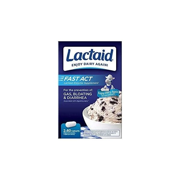 Fast Act Lactose Intolérance à mâcher avec enzymes de lactase et Vanille Twist 60 Paquets de 1 CT