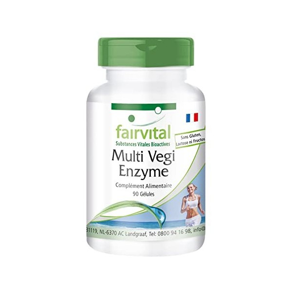 Fairvital | Multi Vegi Enzyme - Complexe enzymatique 100% végétal avec Bromélaïne + Papaïne + Amylase + Lipase + Protéase + R