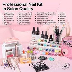 Morovan kit poudre acrylique pour ongles avec Perceuse - Kit resine ongle professionnel avec tout pour les débutantes, kit d