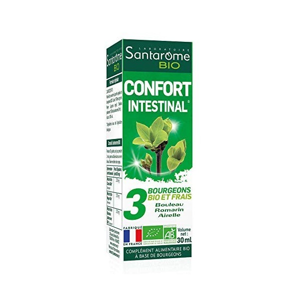 Santarome Bio - Confort Intestinal Bio | Complément Alimentaire Bio | Tri-Complexe de bourgeons - Bouleau, Romarin, Airelle |