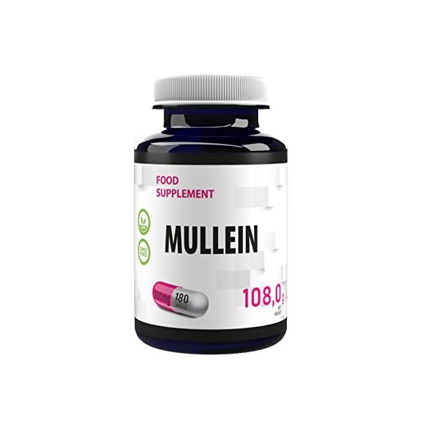 Hepatica Molène Mullein Verbascum Thapsus 500mg 180 Vegan Capsules, testé par un laboratoire tiers, sans gluten ni OGM