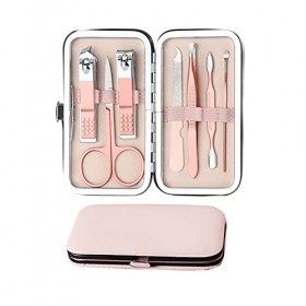 JeoPoom Ensemble de Manucure[7 Pcs], Kit de Coupe-Ongles, Kit Pedicure, Trousse de Pédicure Manucure, Professionnel Acier Ino
