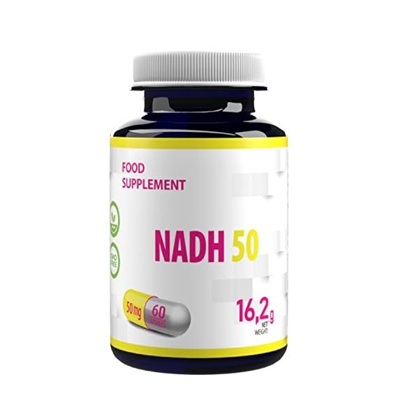 Hepatica NADH 50mg 60 gélules végétales, Testé par un Laboratoire tiers, sans gluten ni OGM