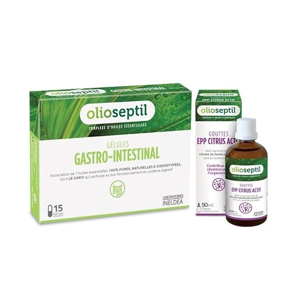 OLIOSEPTIL - Duo Gastro Protect - Gélules Gastro-Intestinal + Gouttes EPP Citrus - Aide à soutenir les défenses naturelles - 