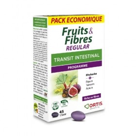 Ortis - Fruits & Fibres Regular Pack Economique 45 Comprimés - Complément Alimentaire pour Favoriser le Transit Intestinal - 