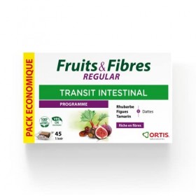LABORATOIRES ORTIS - FRUITS & FIBRES REGULAR pack économique 45 cubes - Transit intestinal - Rhubarbe