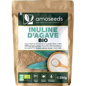 amOseeds Inuline dAgave en Poudre Bio 250G | Prébiotique, 90% Fibres, Glycémie | Qualité Supérieure