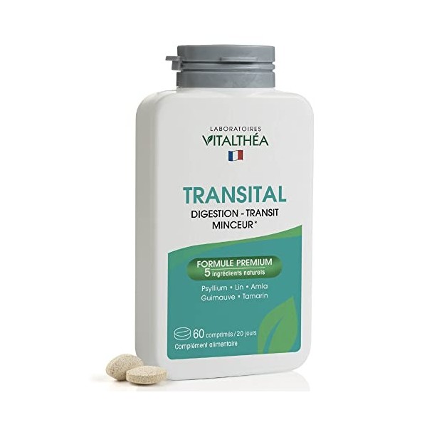 TRANSITAL PREMIUM | 5 actifs Transit Intestinal 100% Naturels | Détox Colon Rapide & Fibres | Non Irritant | Ispaghul 600mg, 