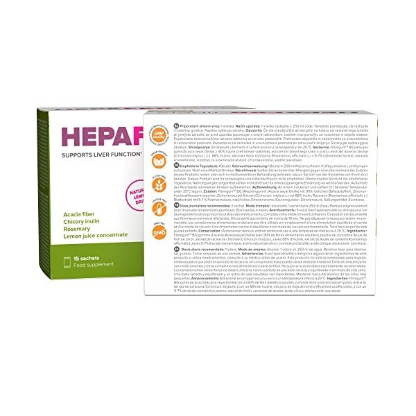 Hepafar Fibers - Détox foie - boisson rafraîchissante naturelle et sans additifs au goût citron - riche en fibres grâce au co