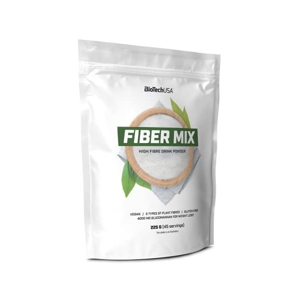 BioTechUSA Fiber Mix, Boisson en poudre contenant différents types de fibres, 225 g, Non aromatisé