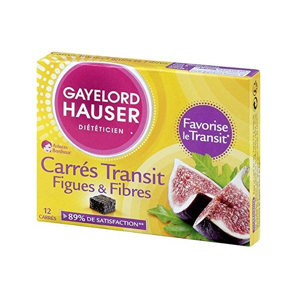 Gayelord Hauser Carres de Transit Figues et Fibres Diététique 12 Carrés