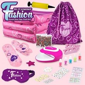 Kit de spa pour les pieds pour filles, kit manucure pédicure pour les filles de 6, 7, 8, 9, 10-12 ans, kit daccessoires pour