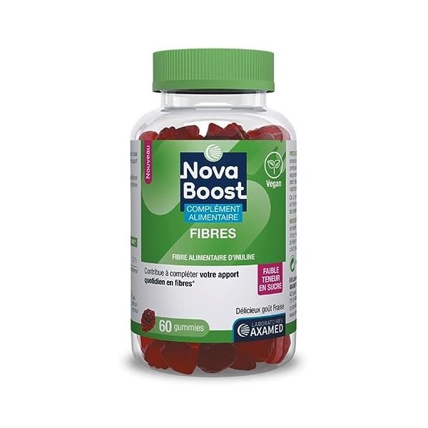 Novaboost - Complément Alimentaire - Gummies Fibres - Saveur Fraise Fraise Faible Teneur en Sucre - Vegan & Sans Gluten - Cur