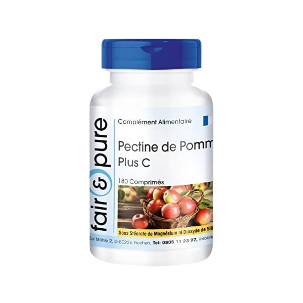 Fair & Pure® - Pectine de Pomme Plus C et calcium - Végan - fibres naturelles - 180 comprimés - emballage pour 2 mois