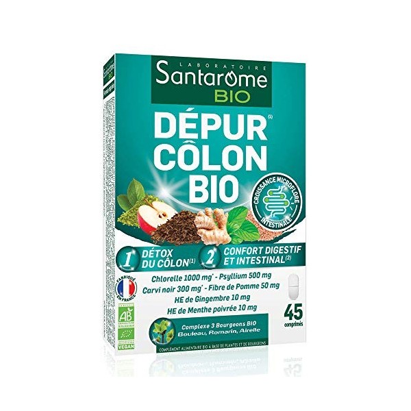 Santarome Bio - Dépur Côlon Bio | Complément Alimentaire Confort Intestinal et Digestif | Détox du Côlon & Purification - A b