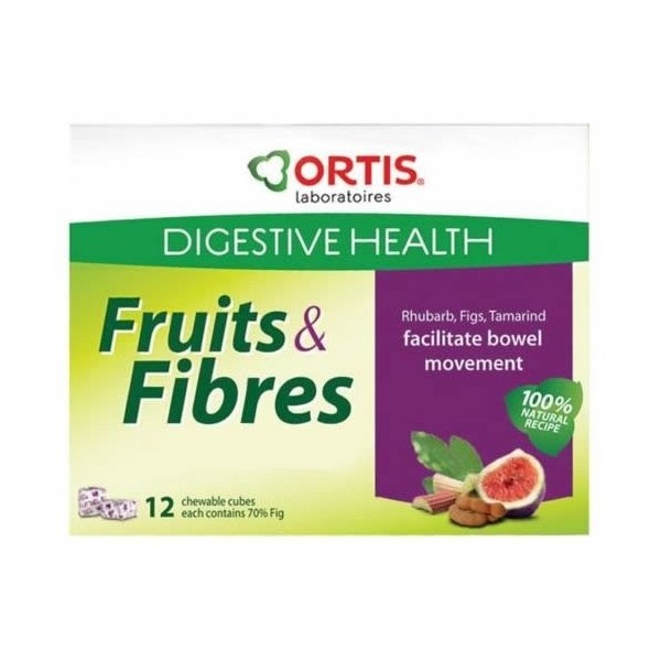 Ortis Ortisan Lot de 12 cubes laxatifs naturels pour fruits et fibres – Nouvelle saveur – Rhubarbe/tamarin/figue