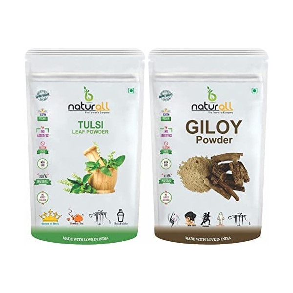 CROW B Naturall Lot de 2 poudres Tulsi, poudre Giloy 100 g chacune Combo Pack - 200 g