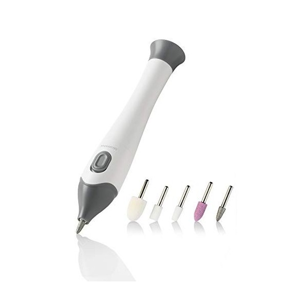 medisana MP 810 set électrique de manucure et de pédicure avec 5 embouts pour le soin des ongles, des cuticules et des callos