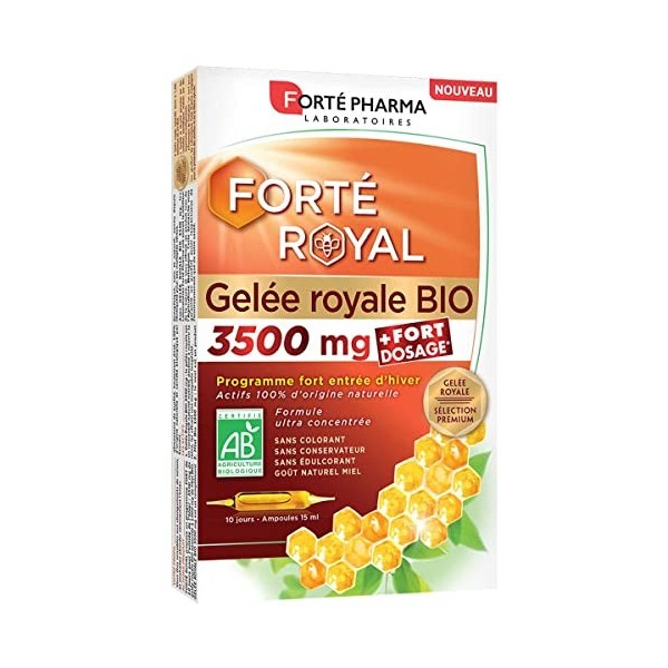 Forté Pharma - Gelée Royale Bio 3500 mg, Miel - Complément Alimentaire Immunité, Fatigue, Booster dorganisme - Formule très 