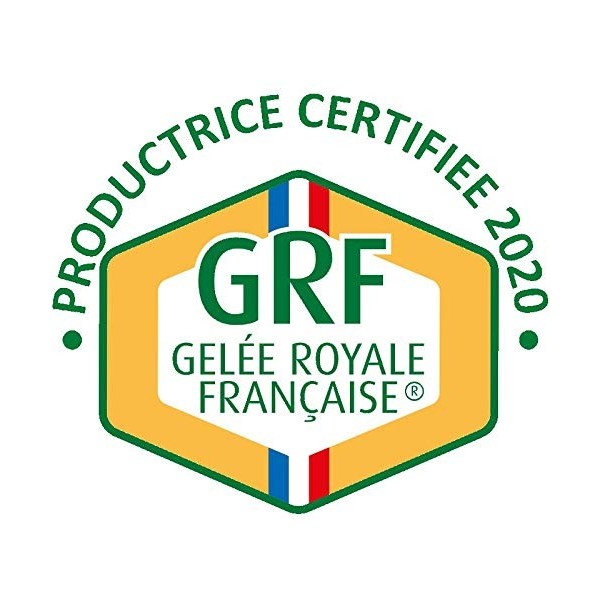 Gelée Royale Française Certifiée GRF Unique Label français Qualité Totale, 100% Naturelle ni transformée ni congelée, pot 10g