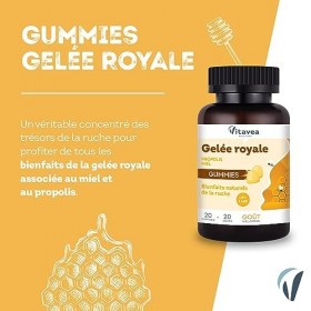 Vitavea Bien-être - Gummies Gelée Royale Adulte et Enfant - Gelée Royale, Propolis, Miel - Tonus et Vitalité - Bienfaits Natu
