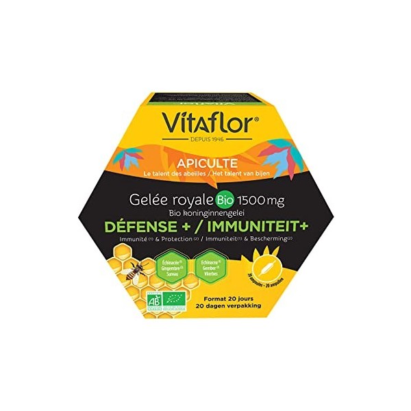 Vitaflor Gelée Royale Bio 1500 mg Défense+ 20 Ampoules