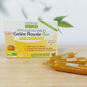 Gelée Royale BIO en ampoules - Dosée à 1500 mg - 10 ampoules de 10 ml - Certifiées BIO - Sans colorant ni conservateur - Arôm