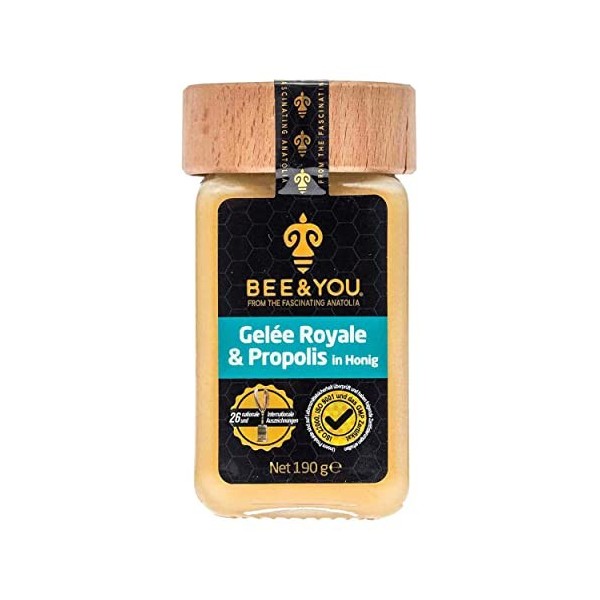 Bee&You Gelée Royale & Propolis au Miel Miel Brut, Naturels et sous Contrôle 