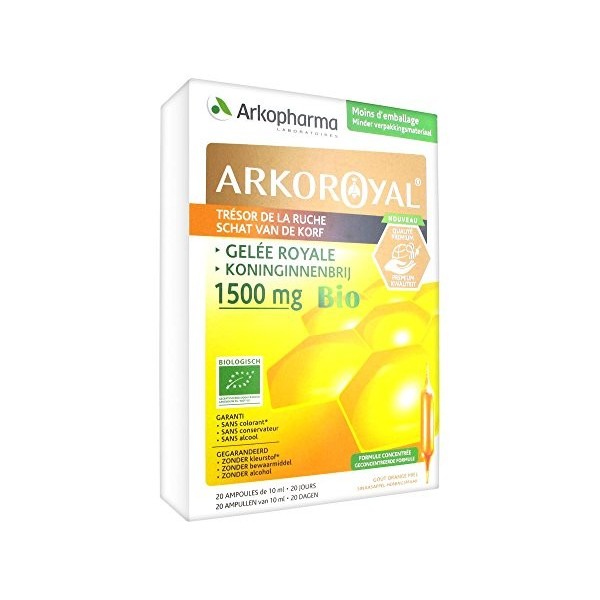 Arkopharma Arko Royal Produits de la Ruche Gelée Royale 1000 mg 20 Ampoules 15 ml