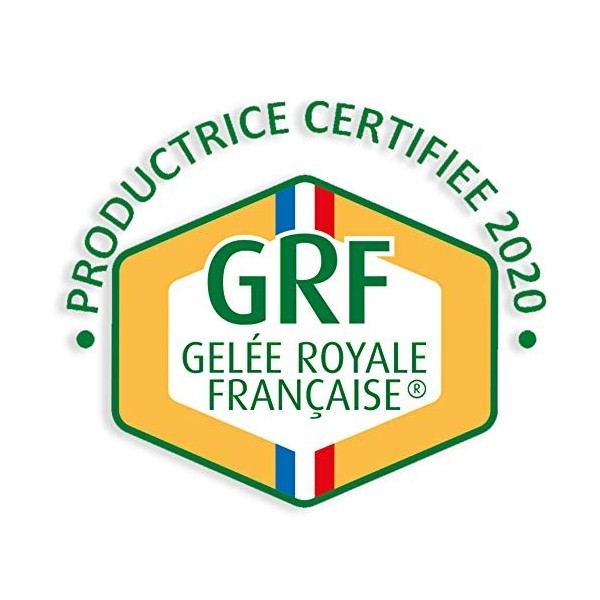 Gelée Royale Française Certifiée GRF Unique Label QualitéTotale, 100% Naturelle ni transform ni congel, 2 pots 10g récolteÉté
