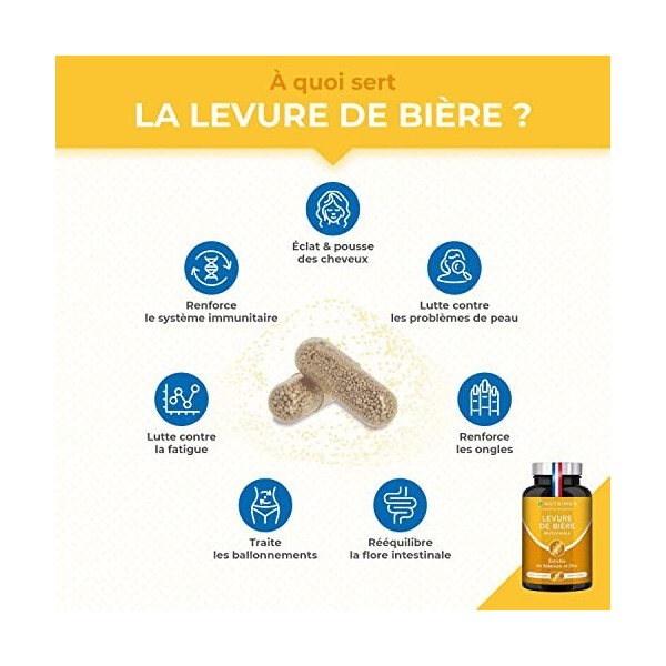 LEVURE DE BIERE REVIVIFIABLE - Levure Active - Complément Alimentaire Cheveux, Ongles & Peau - Enrichie en Zinc & Sélénium - 