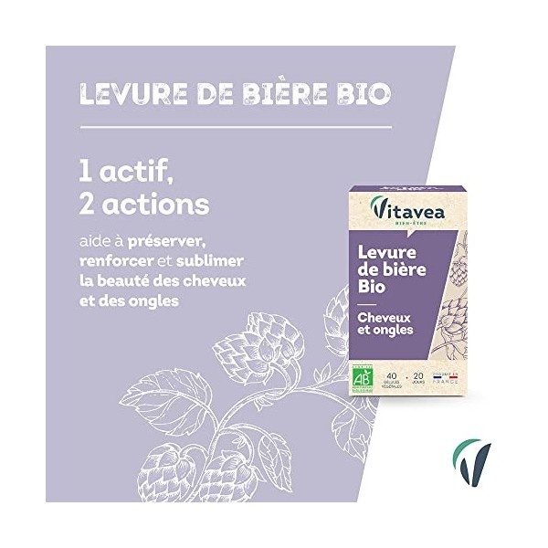 Vitavea - Levure de bière active BIO levure de bière revivifiable - Complément alimentaire cheveux et ongles bio : beauté d