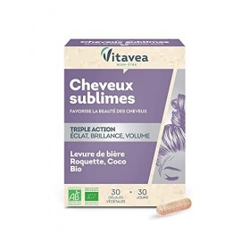 Vitavea - Complément alimentaire BIO Cheveux Sublimes - Triple action : Eclat Brillance Volume Cheveux - Levure de bière bio 