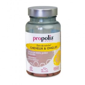 PROPOLIA - Beauté Cheveux & Ongles - Pollen/Levure de bière/Myrtille - Complément alimentaire - Fabriqué en France - 90 gélul