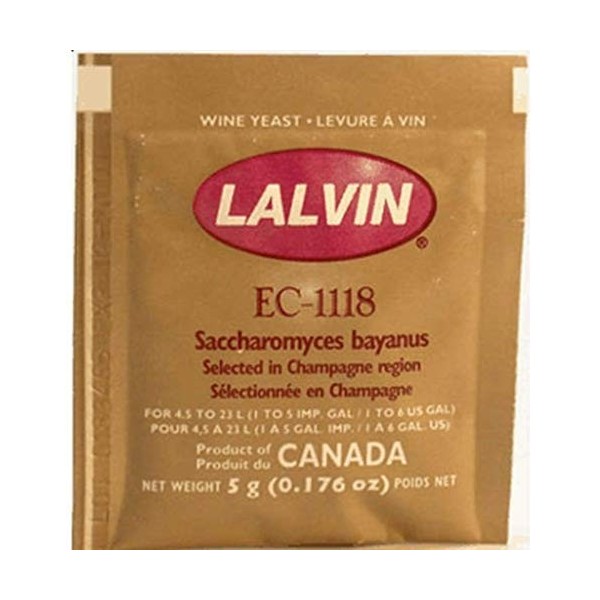 Lalvin, vin pétillant Levure EC-1118 Sachet 5 g - Idéal pour la fabrication du cidre et de champagne style vins