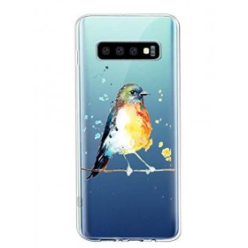 Oihxse Cristal Clear Coque pour Samsung Galaxy S10 Plus Silicone TPU Souple Protection Etui [Jolie Aquarelle Animal Design] A
