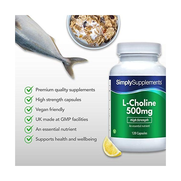 L-Choline 500mg | Adapté aux Végétaliens| Jusqu’à 2 mois de bienfaits |SimplySupplements