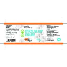 Citicoline CDP Choline 250mg 60 Capsules végétaliennes, haute puissance, sans agent de remplissage ou de charge, sans OGM