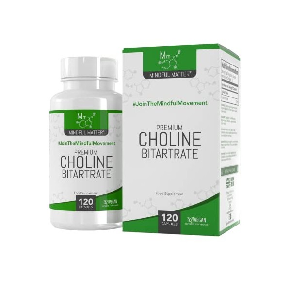 MM Choline Supplément | 120 Capsules de Bitartrate de Choline Végétalien - 700mg de Choline par Portion | Capsules de Choline