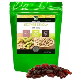NAKURU | Lécithine de Soja | Gamme Boost | Fabriqué en France | "LOr Vert !" | 60 Capsules de 1700mg / Poids Net: 102g 