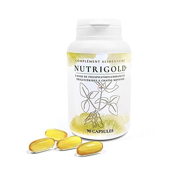 NUTRILYS - Nutrigold® - Phosphatidylcholine de Soja Sans OGM et Triglycérides à Chaîne Moyenne - 90 Capsules