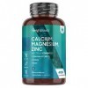 Calcium Magnésium Zinc & Vitamine D3-400 Comprimés, 500mg Calcium, Complexe Vitamines et Minéraux, Vitamine K2 MK7 , Cuivre,