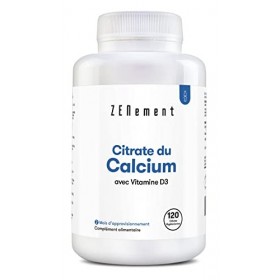 Citrate de Calcium, avec Vitamine D3, 120 Gélules | Pour une bone santé osseuse | Sans additif, Sans Allergène, Sans OGM | Ze