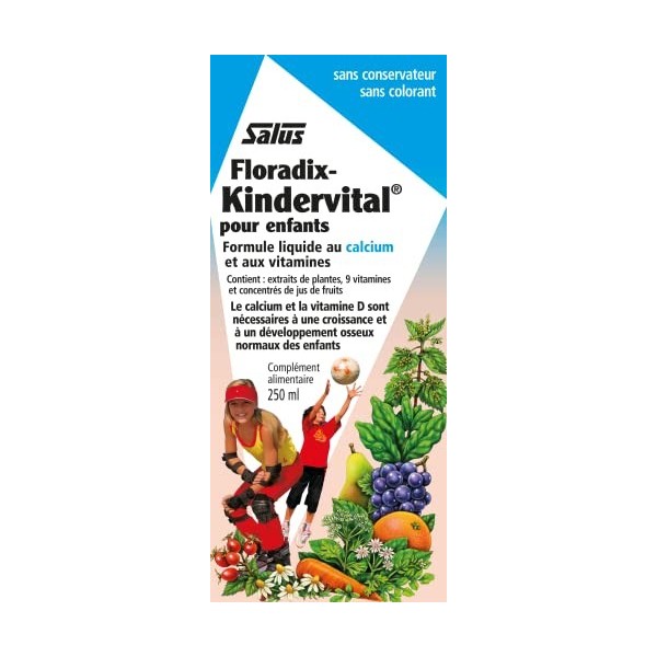 Salus Floradix Kindervital, Pour Enfants, Formule Liquide Enrichie en Calcium et Vitamine D pour la Santé et le Développement