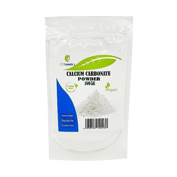 CALCIUM CARBONATE Powder - 100 Gr - utilisé dans les formulations de maquillage minéral et comme abrasif doux pour les produi