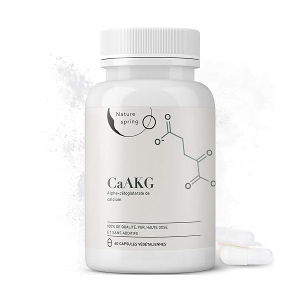 Nature spring® CaAKG | Calcium-Alphakétoglutarate | 60 gélules | Dosage élevé | 1000 mg | CaAKG de haute qualité sans additif