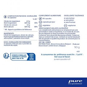 Pure Encapsulations - Calcium-Magnésium Citrate - Citrate de Calcium Végan avec Magnésium Hautement Absorbable - 90 Gélules